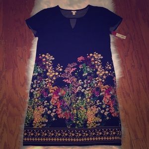 Merona navy floral dress medium NWT